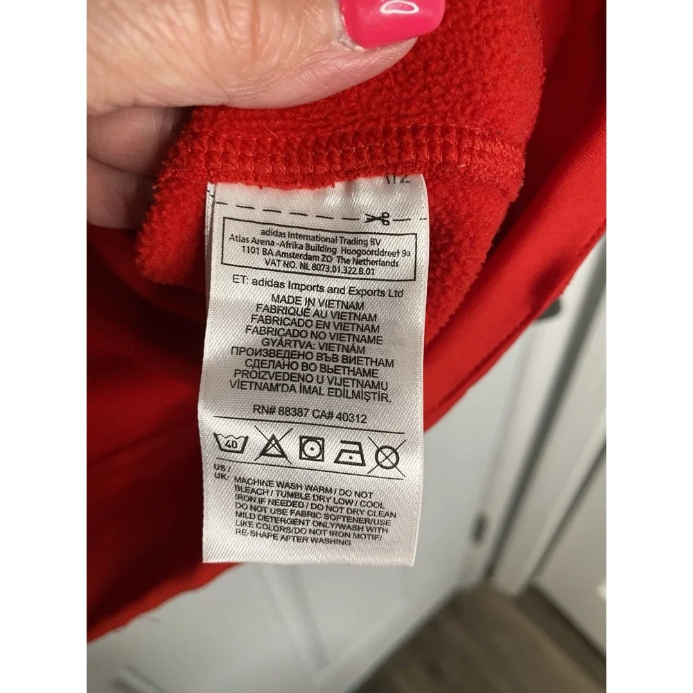 Adidas Climawarm Men's Medium Red & Gray Pullover Hoodie Jacket Sweatshirt